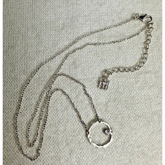 Sterling Silver CZ Orbiting Moon Necklace - 15" - Picture 6 of 9